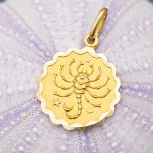 18k Vintage zodiac charm pendant - Scorpio charm in 18 ct yellow gold - star sign pendant - perfect gift - Gold Scorpio medallion