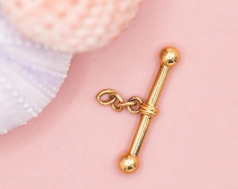 Antique 18K solid Gold Edwardian T-bar pendant – Toggle pendant - *US Tariffs Included in price*