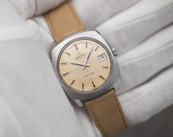 Vintage 1971 Certina Blue Ribbon | Luxury Swiss Made Men's Automatic Watch | Rare Cream Crosshair Dial | Freshly Serviced