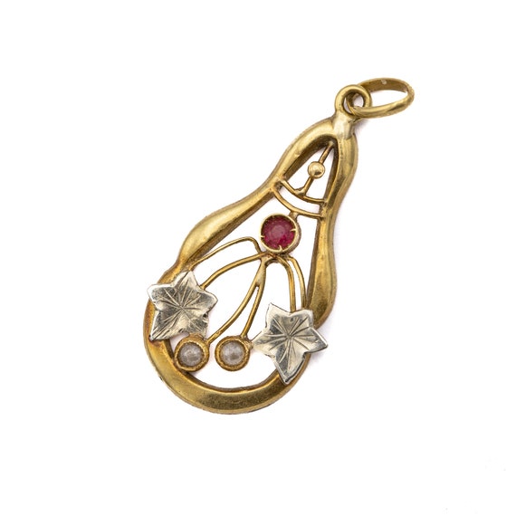 small elegant Art Nouveau pendant - 18 K gold pen… - image 5