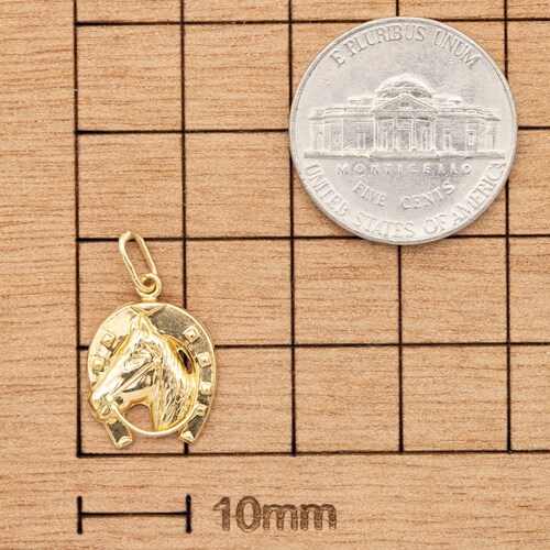 18 K French Horse shoe charm - 18 ct solid Gold hollow charm - fortune pendant - good luck shops charm - Protecting Porte bonheur - Horse and shoe