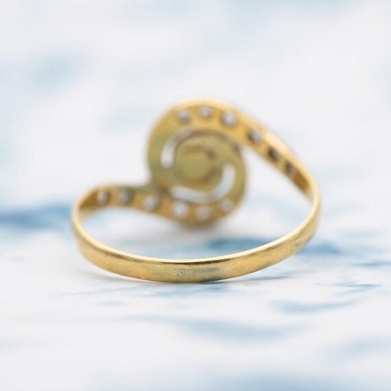 Antique 18 karat solid gold ring - romantic Pearl… - image 6
