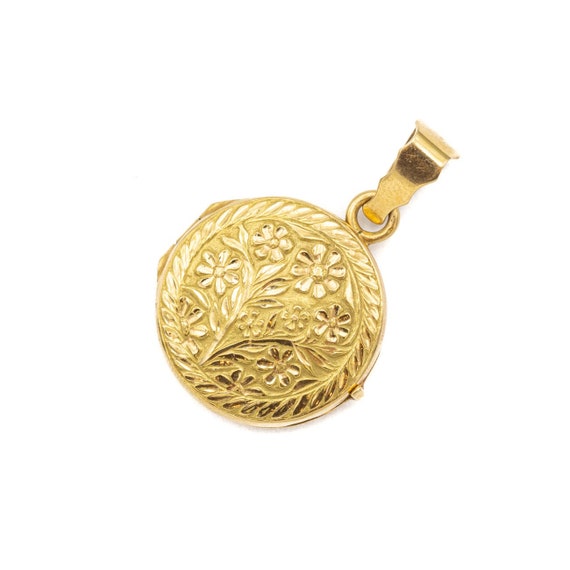 small Floral flower locket - 18 ct yellow gold loc