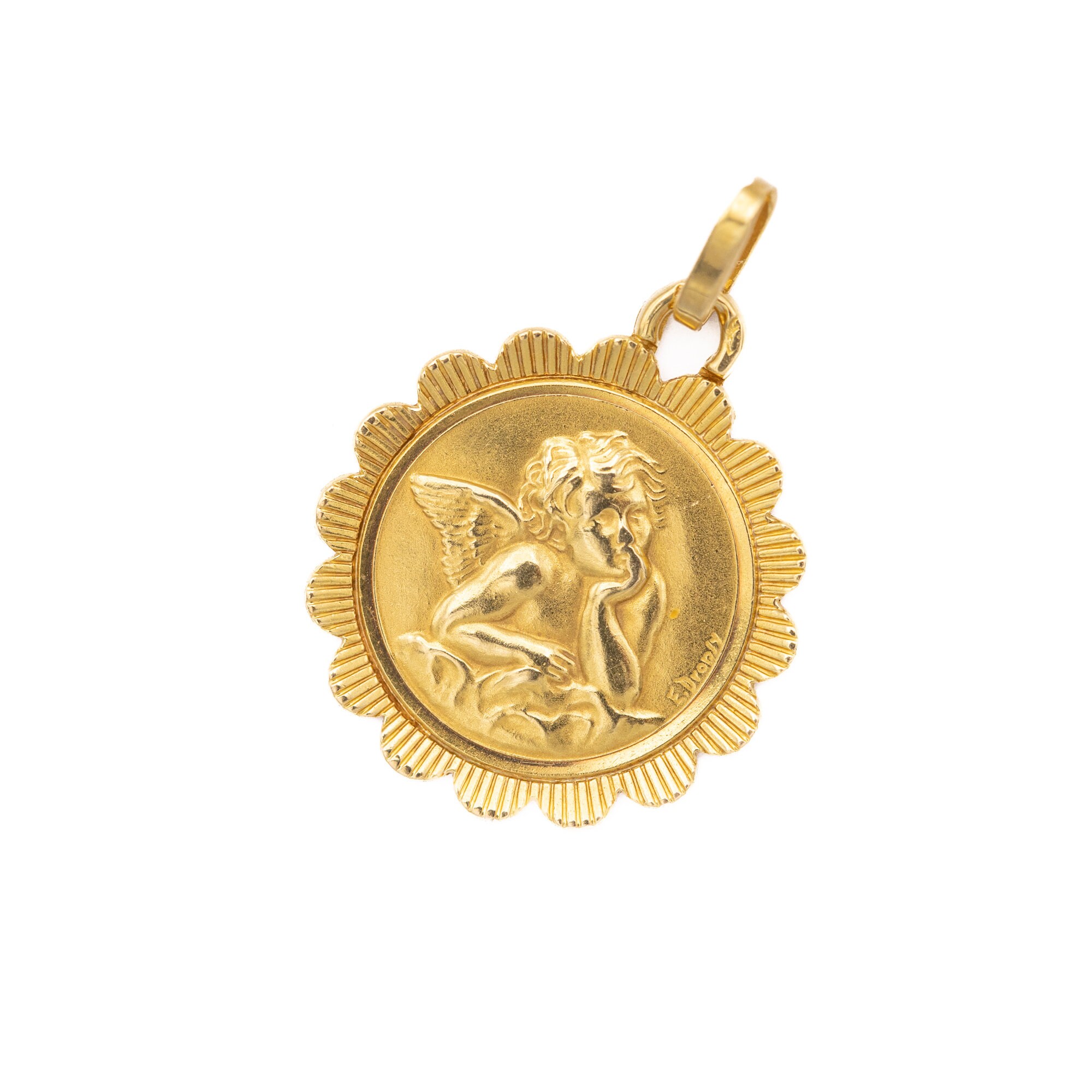 Rare 18k Gold Angel Raphael Medallion - Vintage Solid Yellow Gold ...