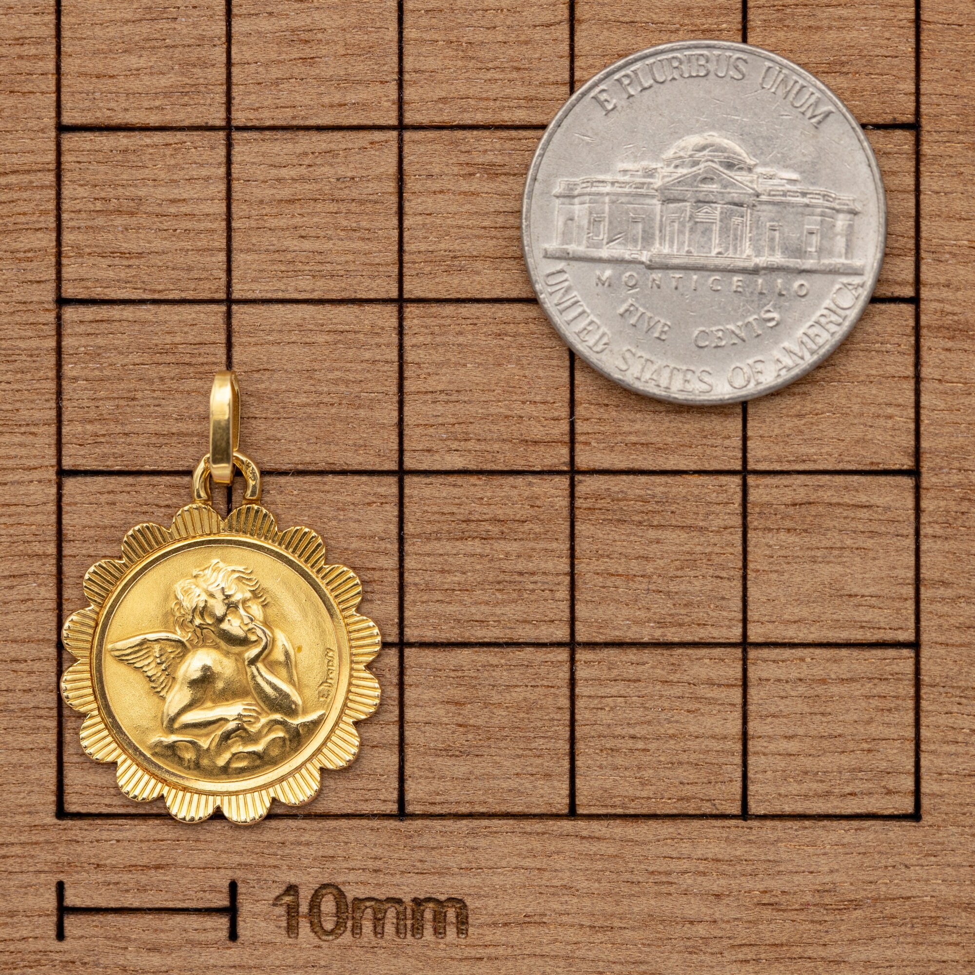 Rare 18k Gold Angel Raphael Medallion - Vintage Solid Yellow Gold ...