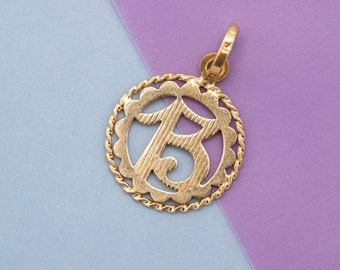 Pendentif Art Déco – Or 18k Et Platine – Chiffre 13 Porte-bonheur – Sertie De Rubis – Occasion