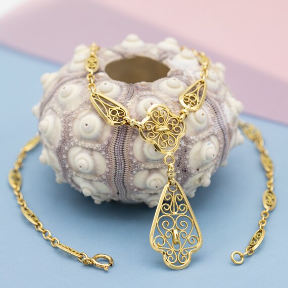 18k solid gold Antique Necklace - light Art Nouve… - image 7