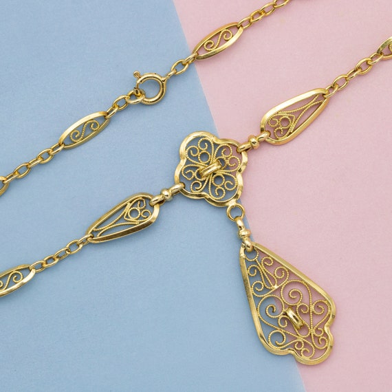 18k solid gold Antique Necklace - light Art Nouve… - image 8