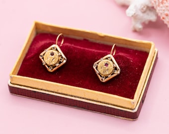 Antique 18K Yellow Gold Floral Pearl Dormeuse Earrings – Victorian Fine Jewelry - *US Tariffs Included in price*