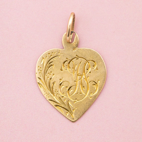 18K French Victorian pendant - Floral initial cha… - image 5