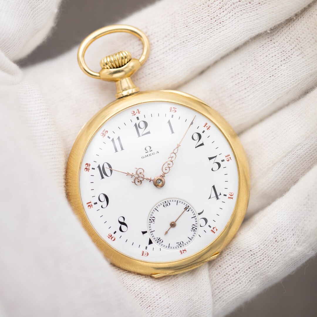 Omega Antique 1916 Swiss Made Pocket Watch Calibre 19 18k Yellow Gold Freshly Serviced Wonderful Gift Etsy