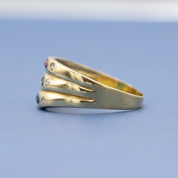 18K Emerald, Sapphire, Ruby ring - Vintage 18 kar… - image 8