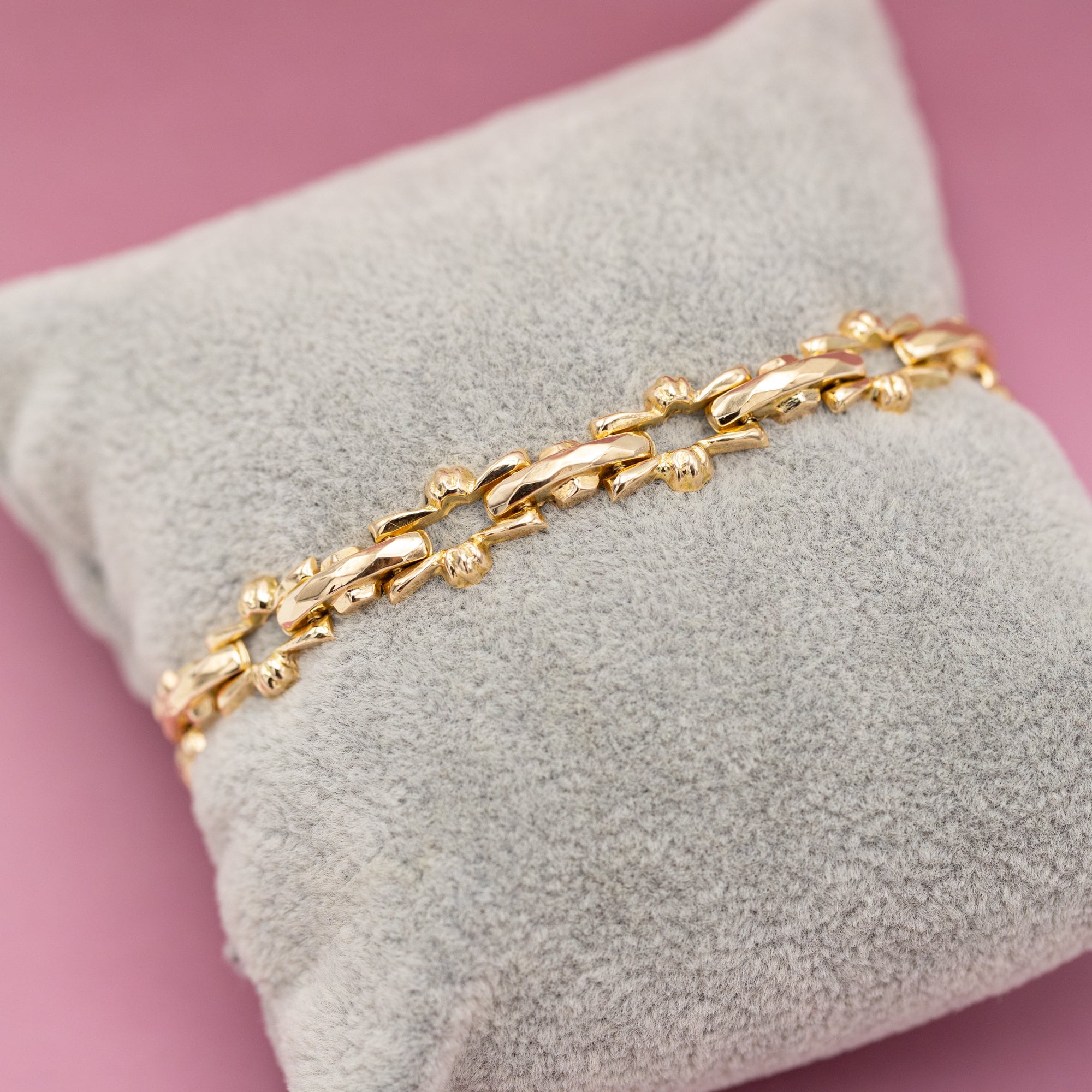 Bracelet Italien en OR Jaune 18 Carats k 750 Grain Balles Diamanté pour  Femme