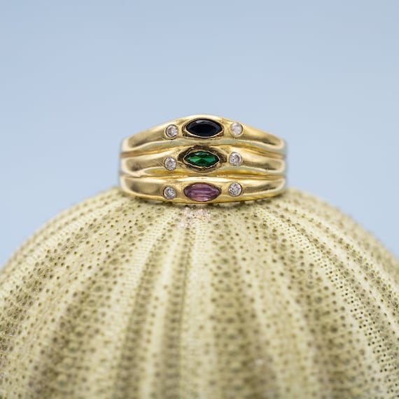 18K Emerald, Sapphire, Ruby ring - Vintage 18 kar… - image 4