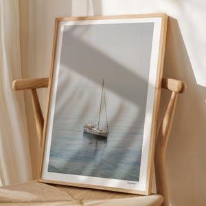Sailboat Photo Print Nautical Wall Art Canvas Print Large Wall Art Coastal Home Decor Fine Art Boat Photography Mediterranean Blue Sea Print
