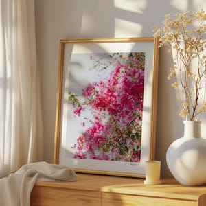 Bougainvillea Photo Print Pink Floral Wall Art Santorini Greece Print Pink Flower Wall Decor Canvas Large Wall Art Greek Island Gift For Her
