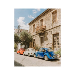 Vintage Car Print Canvas Wall Art Car Enthusiast Gift Vintage Volkswagen Beetle Car Photo Print VW Beetle Car Lover City Print Athens Greece