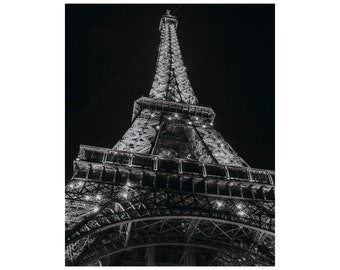 Impresión de la Torre Eiffel, arte mural de París, impresión de Francia, impresiones en blanco y negro, arte mural en lienzo, decoración de pared de París, fotografía de bellas artes de París