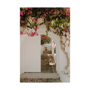 Bougainvillea Photo Print Pink Floral Wall Art Santorini Greece Print Pink Flower Wall Decor Canvas Large Wall Art Greek Island Gift For Her