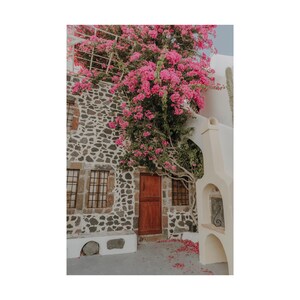 Bougainvillea Photo Print Pink Floral Wall Art Santorini Greece Print Pink Flower Wall Decor Canvas Large Wall Art Greek Island Gift For Her