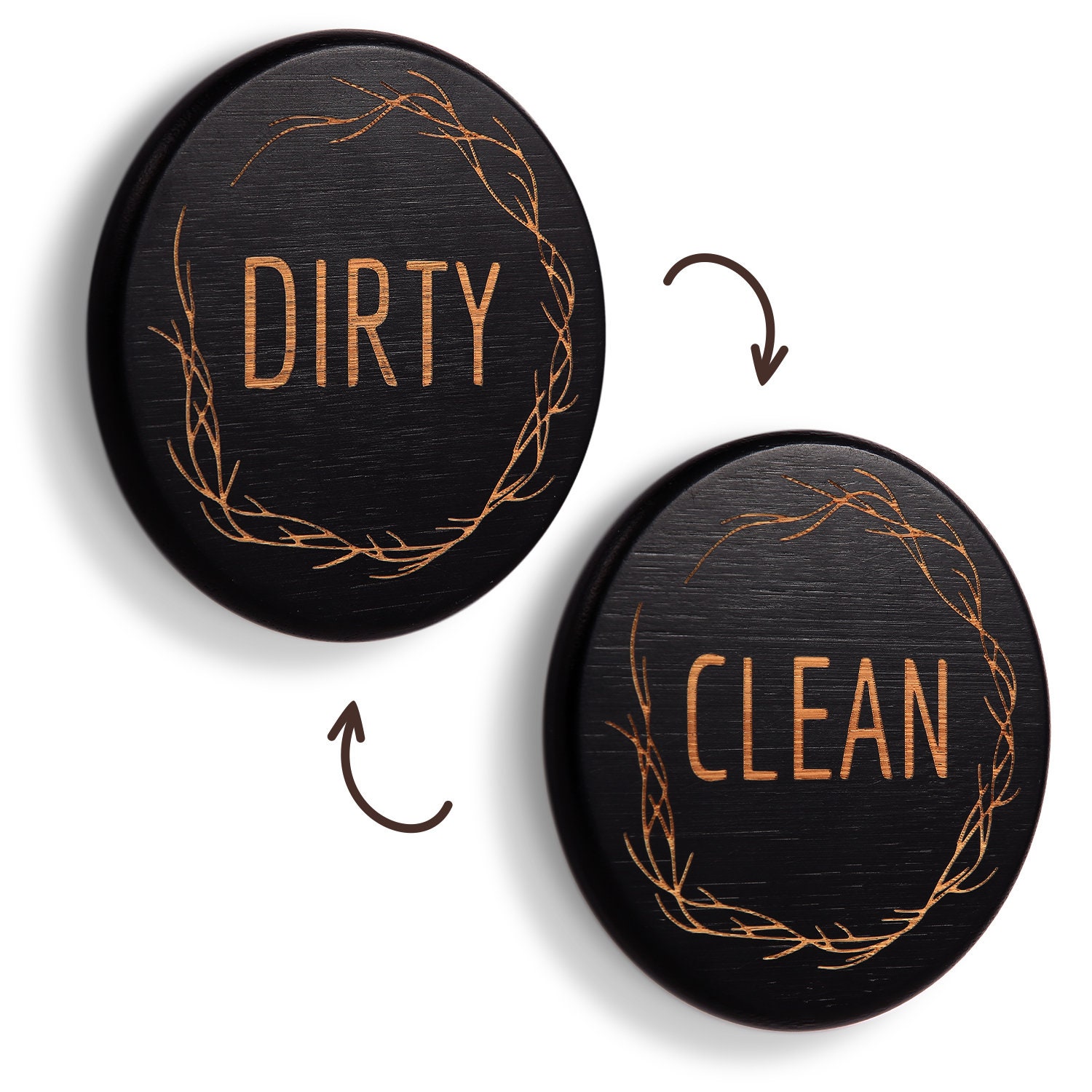 TEYGA Bamboo Dishwasher Magnet Clean Dirty Sign - Clean Dirty Magnet for  Dishwas