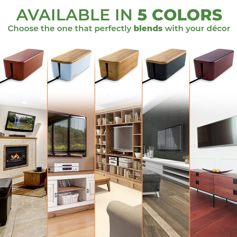 TEYGA Bamboo Cable Management Box Stylish Cord Organizer Box Etsy