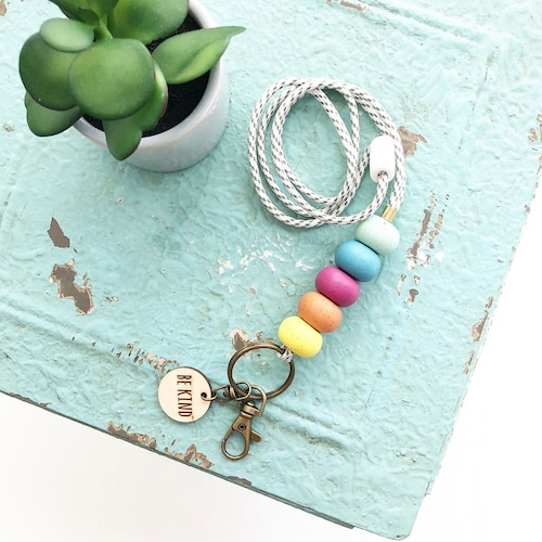 Teacher Lanyard / Clay Beaded Lanyard / Rainbow Lanyard / Etsy