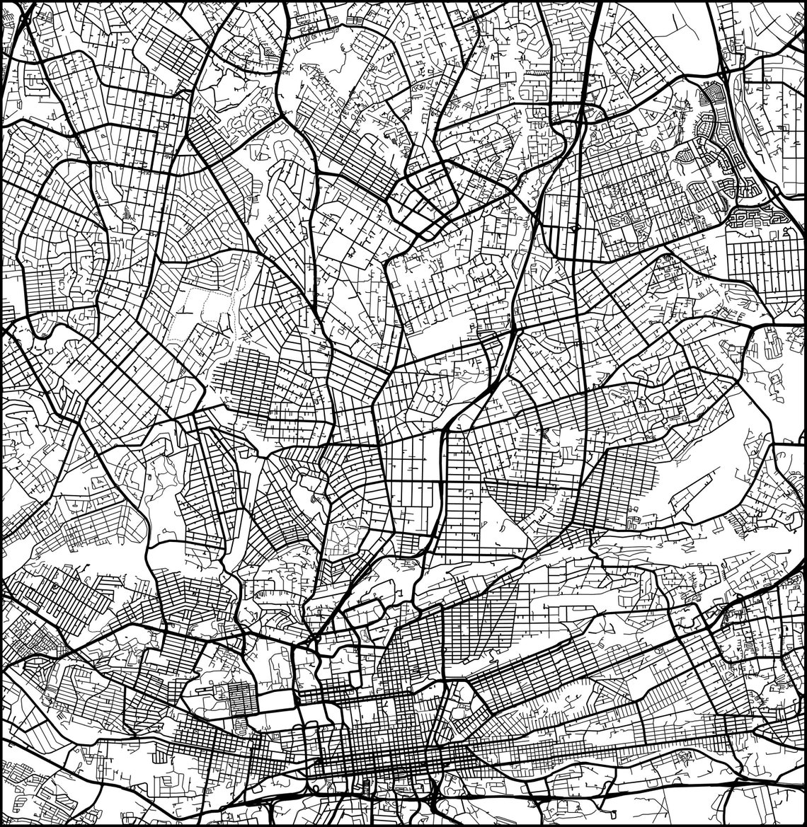 Johannesburg Map Johannesburg Print Johannesburg Poster Etsy