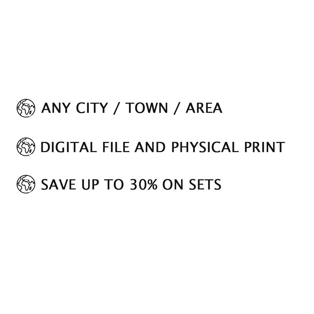 Personalized Map Print Set of Three Map Prints Custom | Etsy