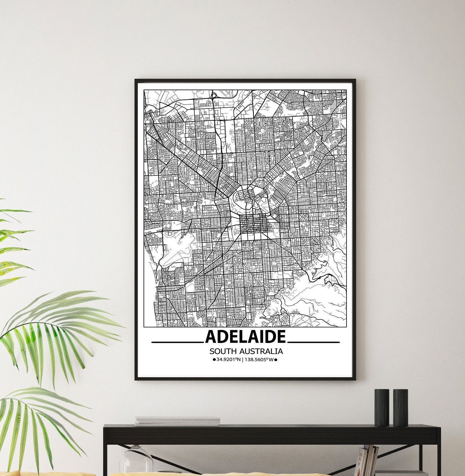 Adelaide city map print Minimalistic wall art poster Etsy