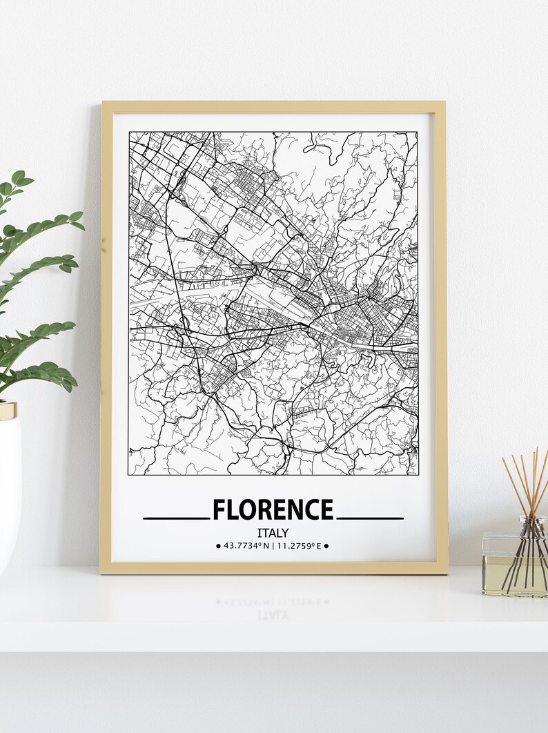 Florence wall art prints Travel maps wall art posters Italy prints Florence poster Map print of Florence Florence Italy city map print