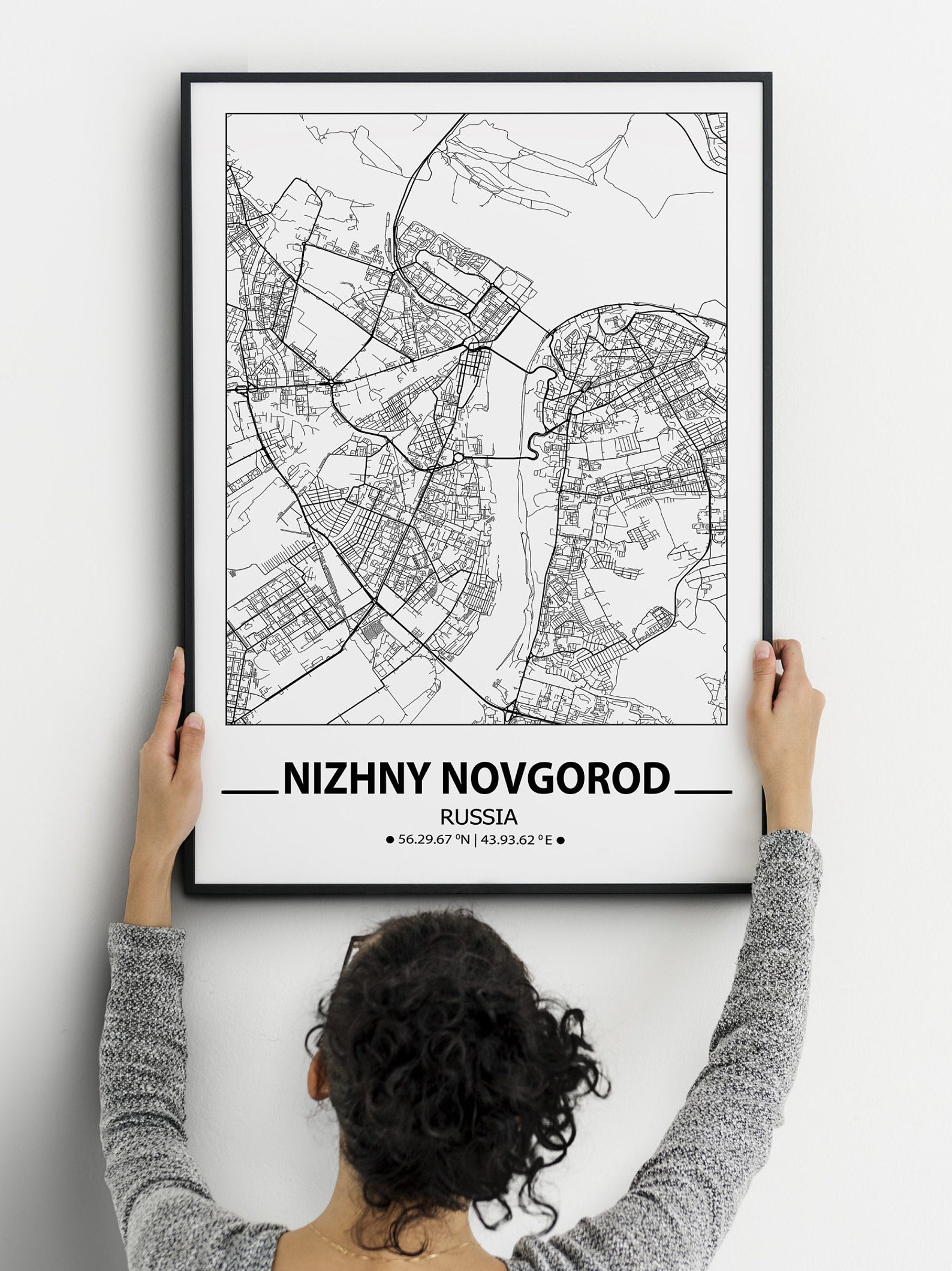 Nischni Nowgorod Karte drucken Nischni Nowgorod Wand | Etsy