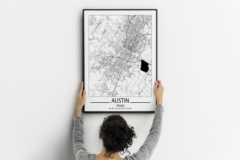 Austin wall art prints Austin city map print Travel maps wall art posters City map print of Austin Texas prints Austin poster