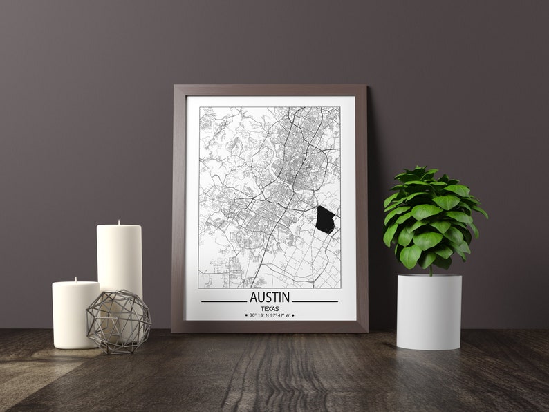 Austin wall art prints Austin city map print Travel maps wall art posters City map print of Austin Texas prints Austin poster