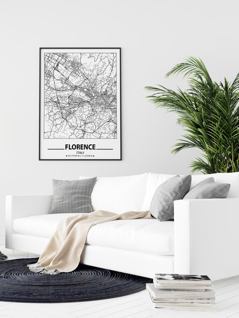 Florence wall art prints Travel maps wall art posters Italy prints Florence poster Map print of Florence Florence Italy city map print