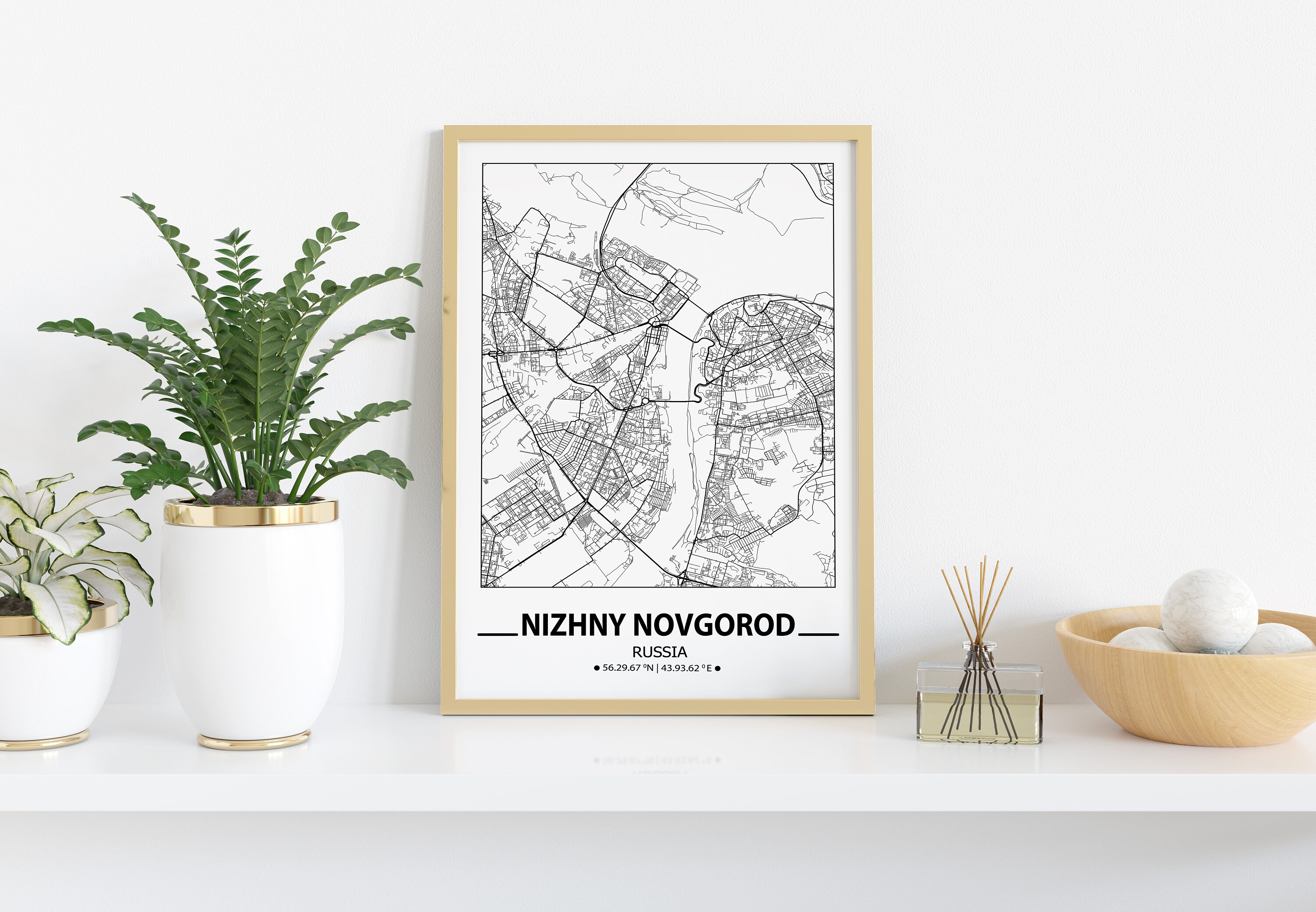 Nischni Nowgorod Karte drucken Nischni Nowgorod Wand | Etsy
