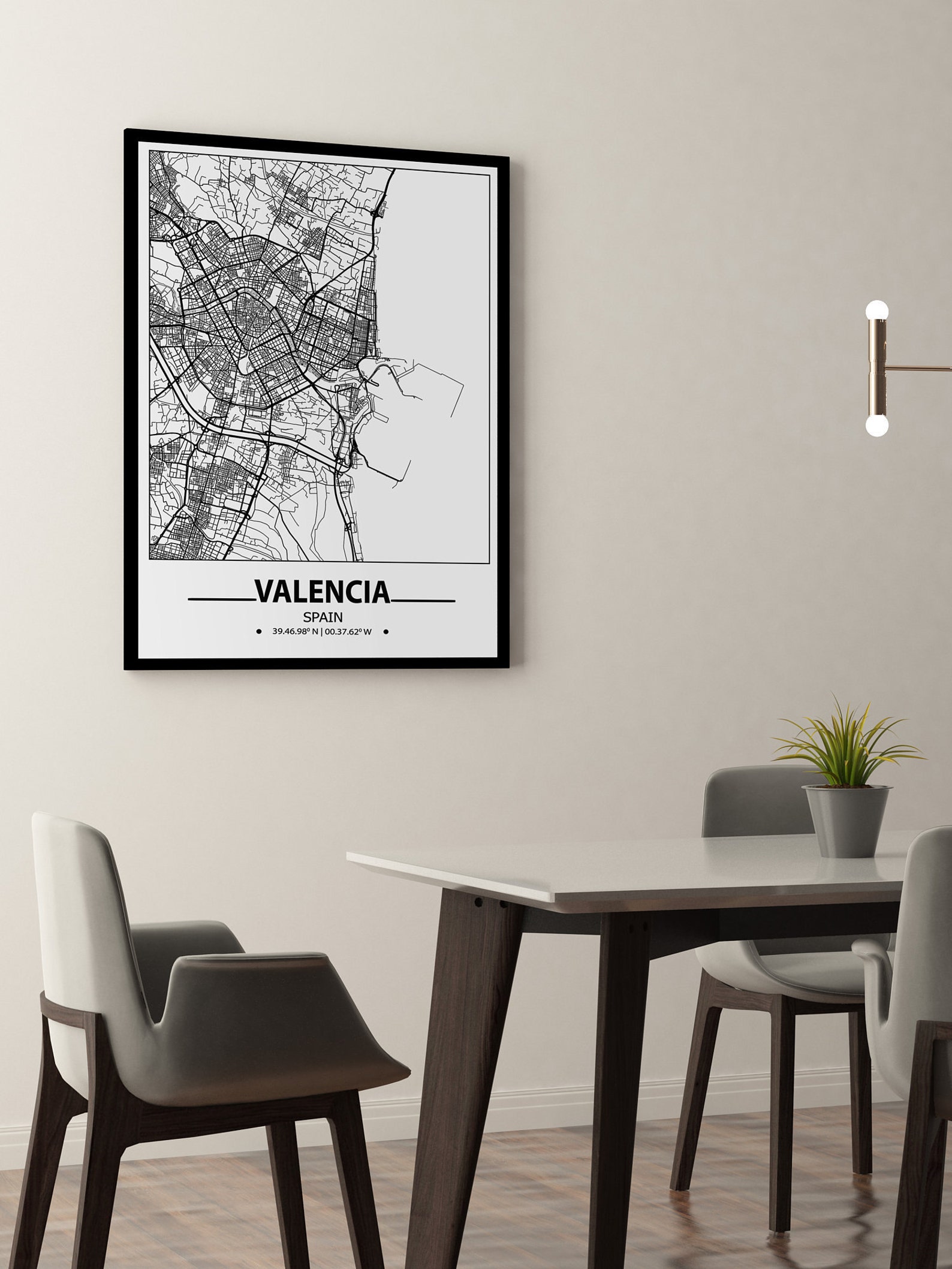 Valencia city map print Valencia wall art prints Travel maps Etsy