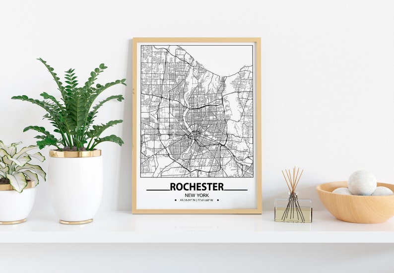 Rochester map print Rochester wall art prints Travel maps | Etsy