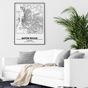 Baton Rouge map print Minimalistic wall art poster Louisiana | Etsy
