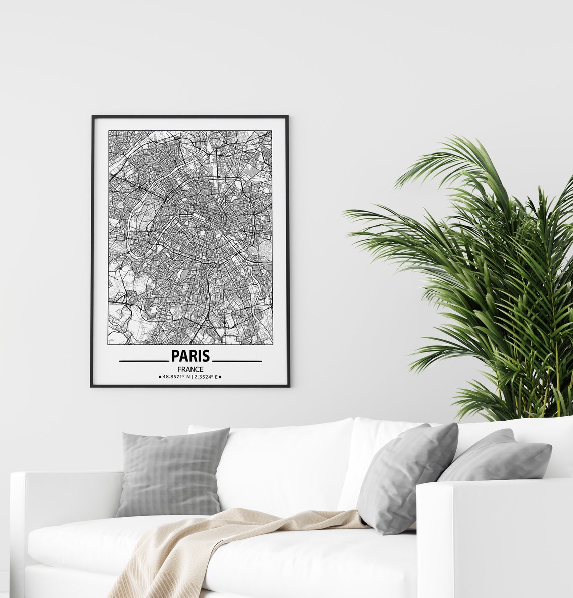 Paris city map print Paris wall art prints Travel maps wall | Etsy