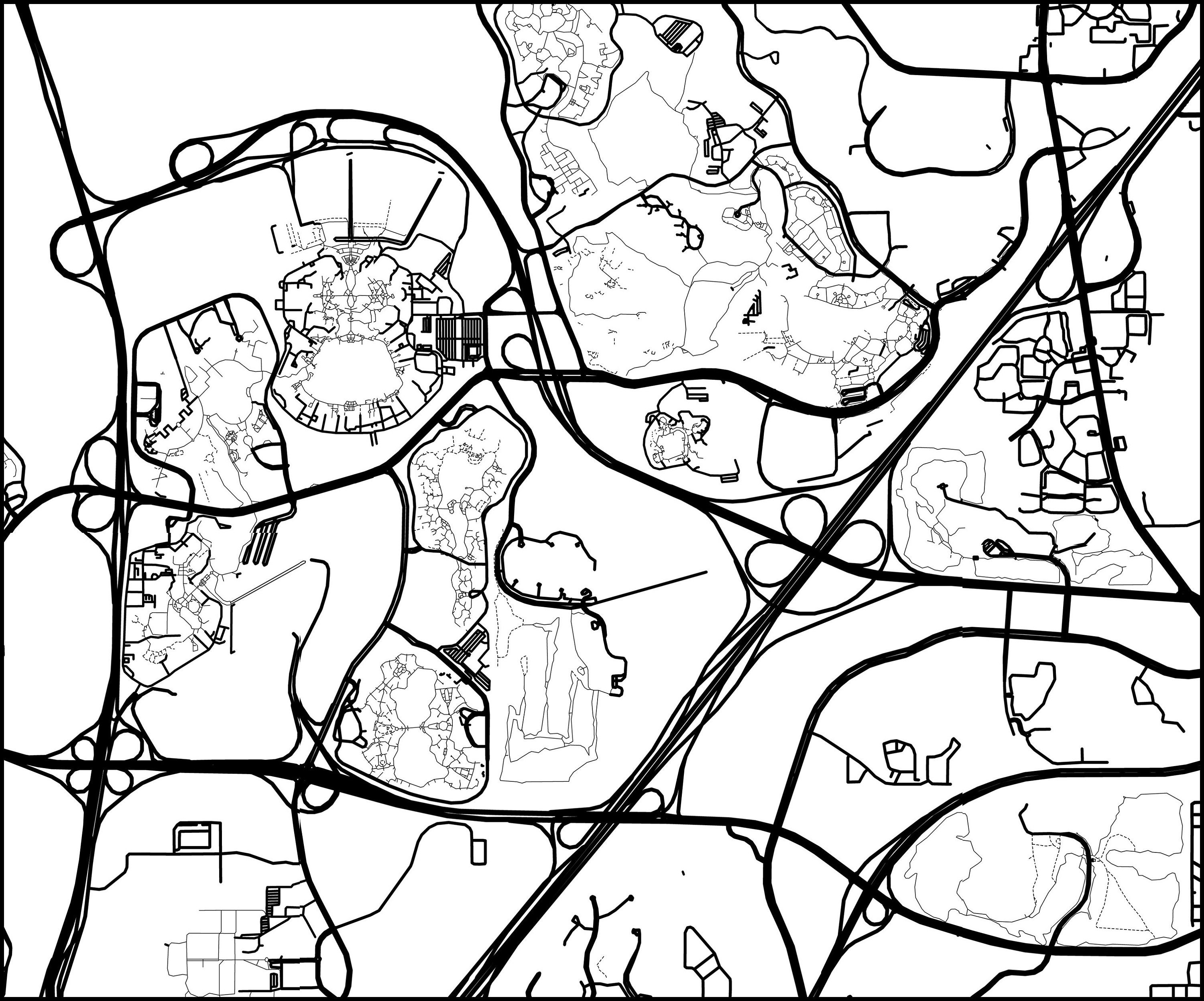 Disney World Map Print Disney World Wall Art Prints Travel Etsy