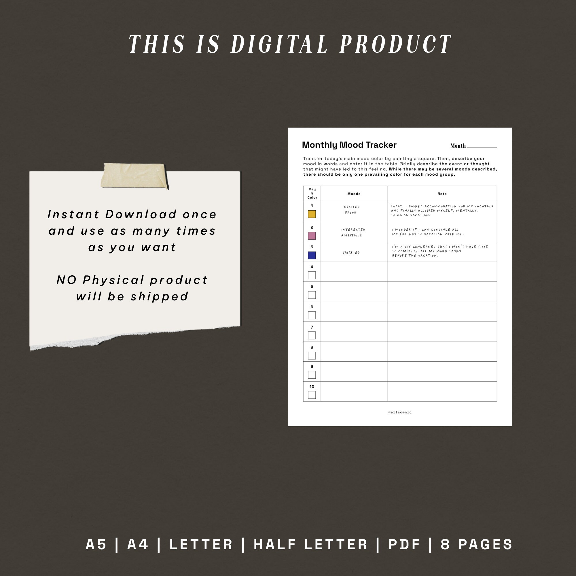 Mood Tracker Printable | Circular Mood Chart - Etsy