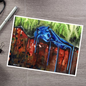 Wolf Card: &quot;Rest&quot; Watercolor Painting of a Wolf Sleeping, Wolf Greeting Card, Notecard, Card For Wolf Lovers, Wolves, Wolfdog, Wolfdogs
