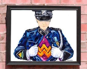 Female Police Officer Watercolor Art Print: Limited Edition Gift