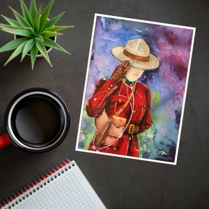 Rcmp Karte: ""Written In The Stars"", Aquarell einer Polizeibeamtin, Frauen in der Polizeiarbeit, Abschlusskarte, Glückwunschkarte."