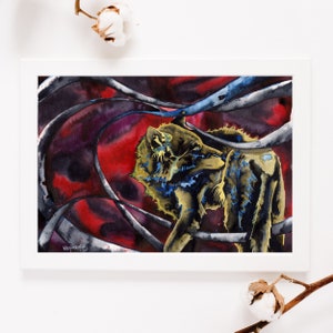 Wolf Print: &quot;River&quot;, Watercolor Wolf Painting By Artist. Wolf Art Print, Wolf Decor, Wolf Painting, Wolfdog Artwork , Wolves Handmade