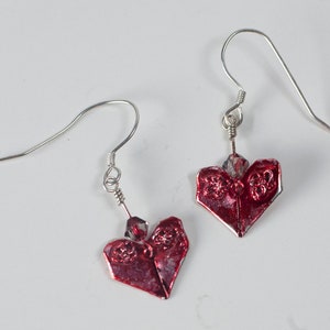 Ultra Fine Polished Silver Origami Heart Earrings | Origami Jewelry | Earrings for Women | Gifts for Girls