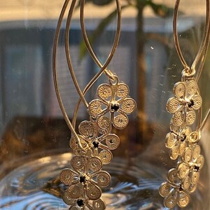 Valeria Filigree Silver Long Earrings