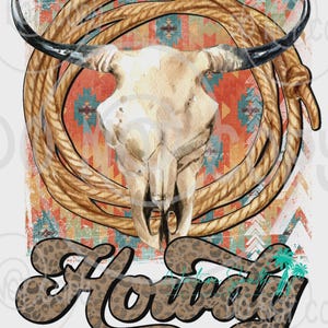 Howdy Cow Skull DTF Print: Ready to Press Transfer