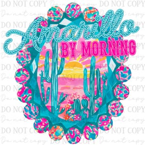 Amarillo Cactus DTF Print: Rodeo Desert Design - Ready to Press